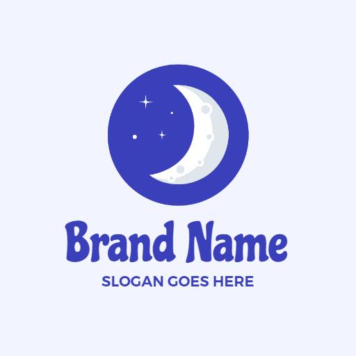 Enchanting Night Sky Design Featuring a Glowing Moon Logo Template