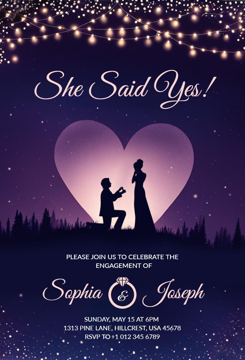Enchanting Night Sky Engagement Celebration Invitation Template