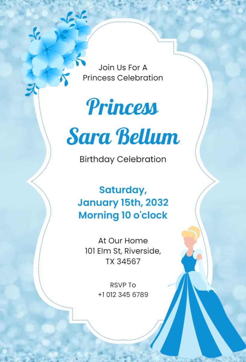 Enchanting Princess Themed Birthday Celebration Invitation Template
