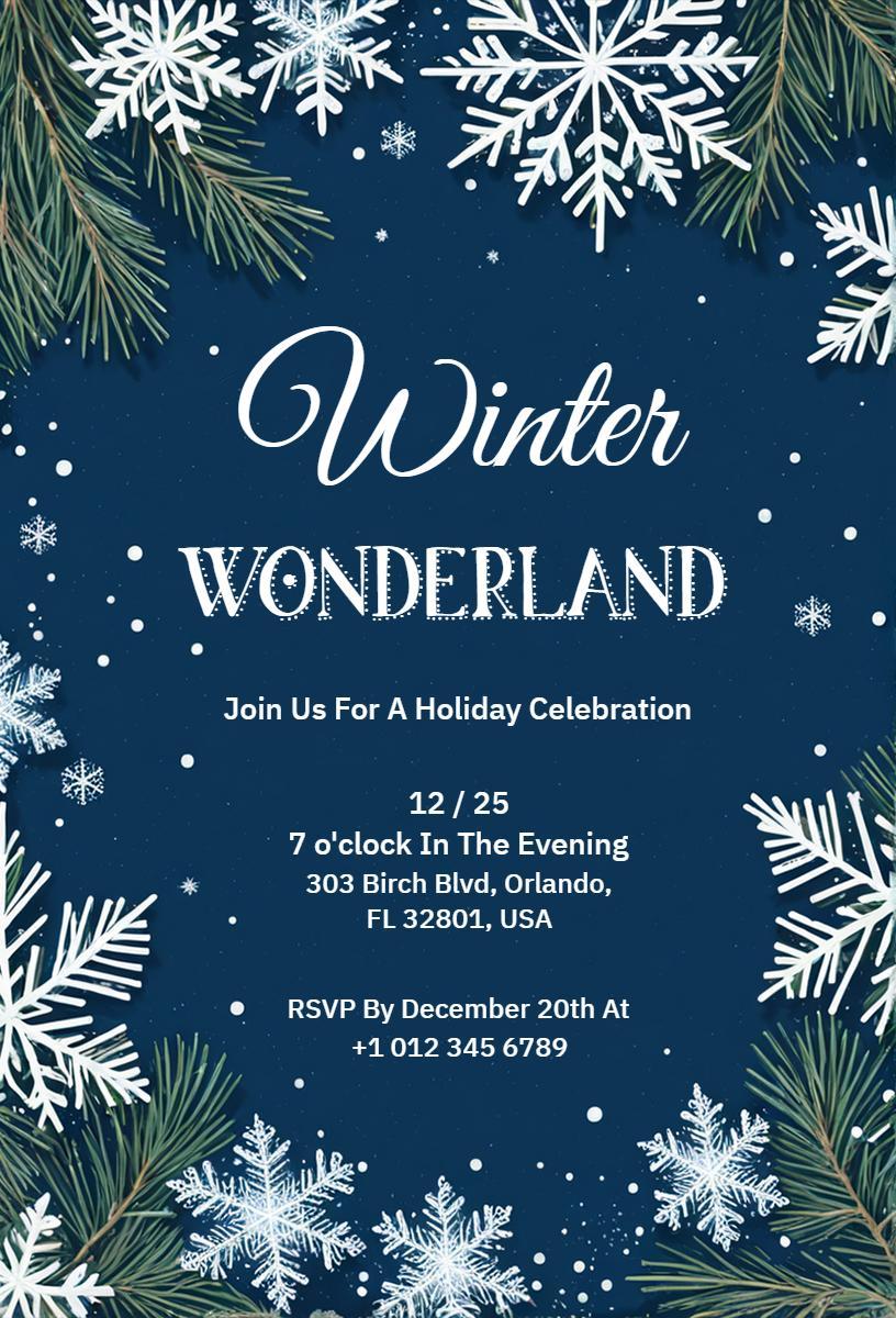 Enchanting Winter Wonderland Holiday Celebration Invitation Template