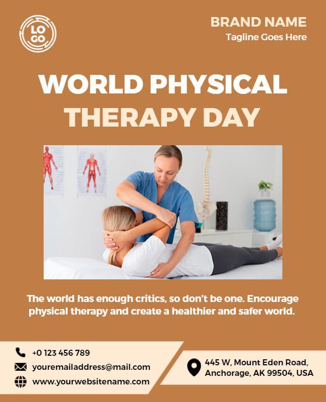 Encouraging Brown World Physical Therapy Day Awareness Poster Template