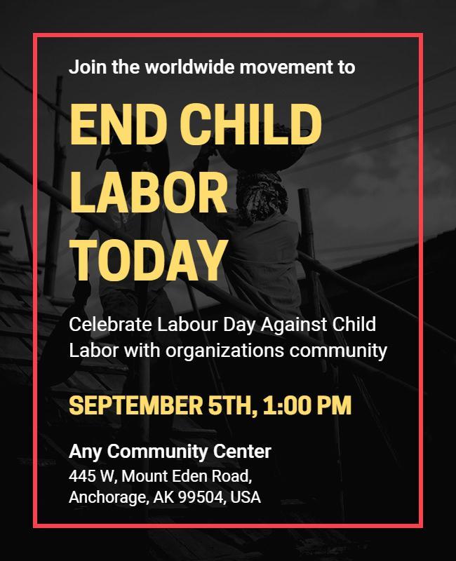 End Child Labor Awareness Event Flyer Template