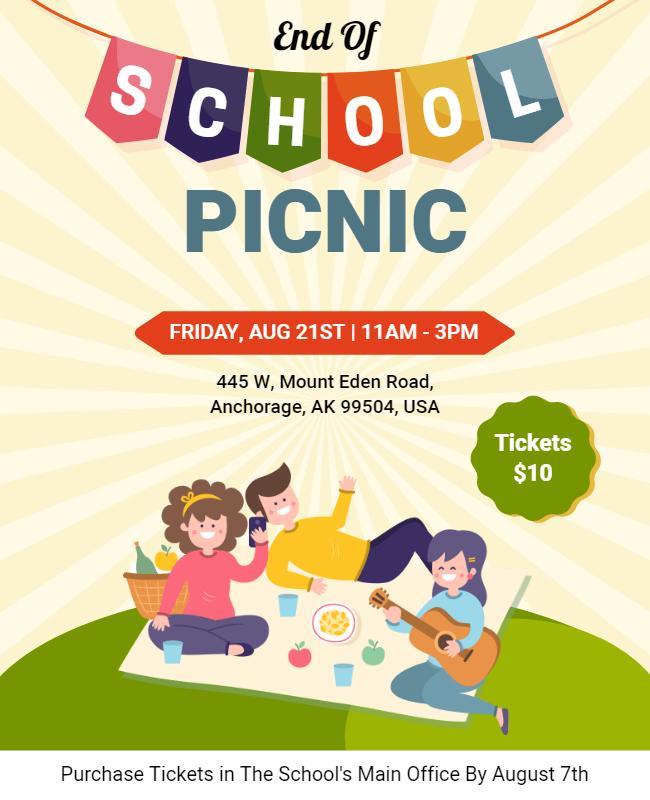 End Of School Picnic Event Flyer Template