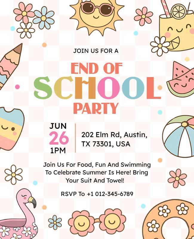 End of School Summer Party Flyer Template