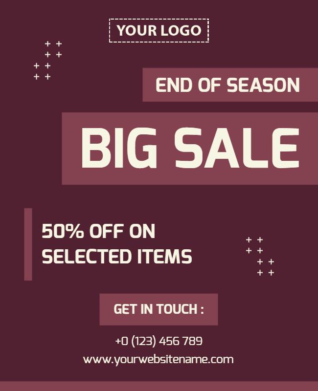 Bold Modern Maroon End of Season Big Sale Flyer Template