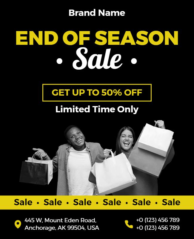 Bold Black and Yellow End of Season Sale Flyer Template