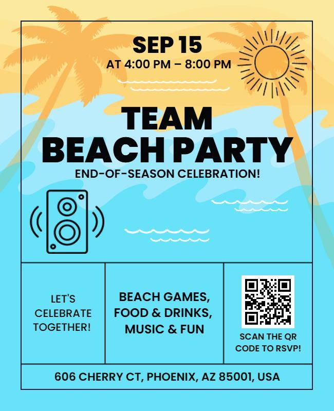 End-of-Season Team Beach Party Flyer Template