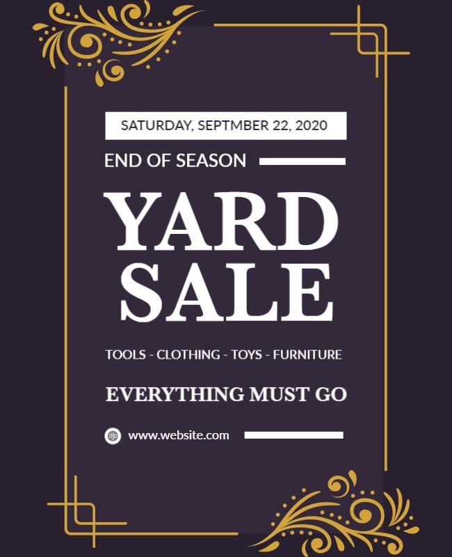 Elegant Black Gold End of Season Yard Sale Flyer Template