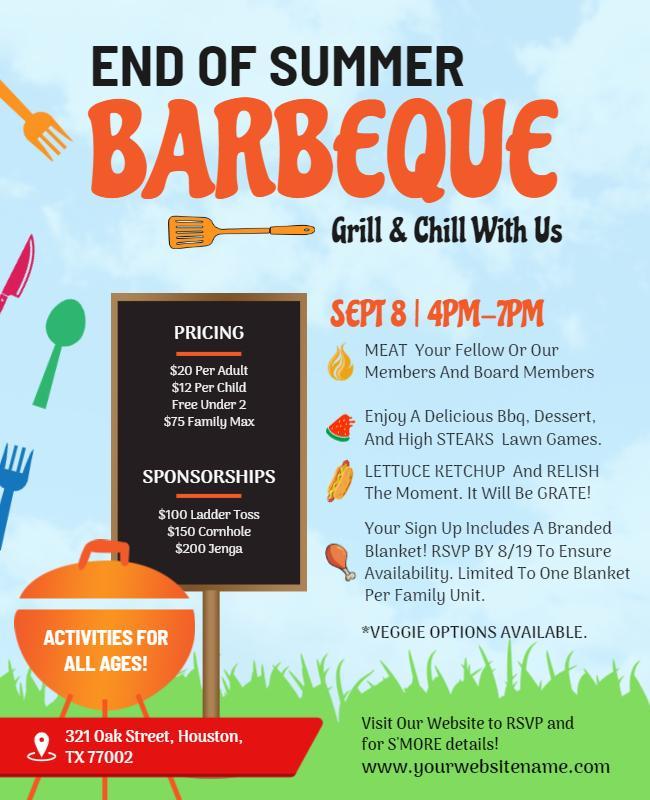 End Of Summer Barbecue Event Flyer Template