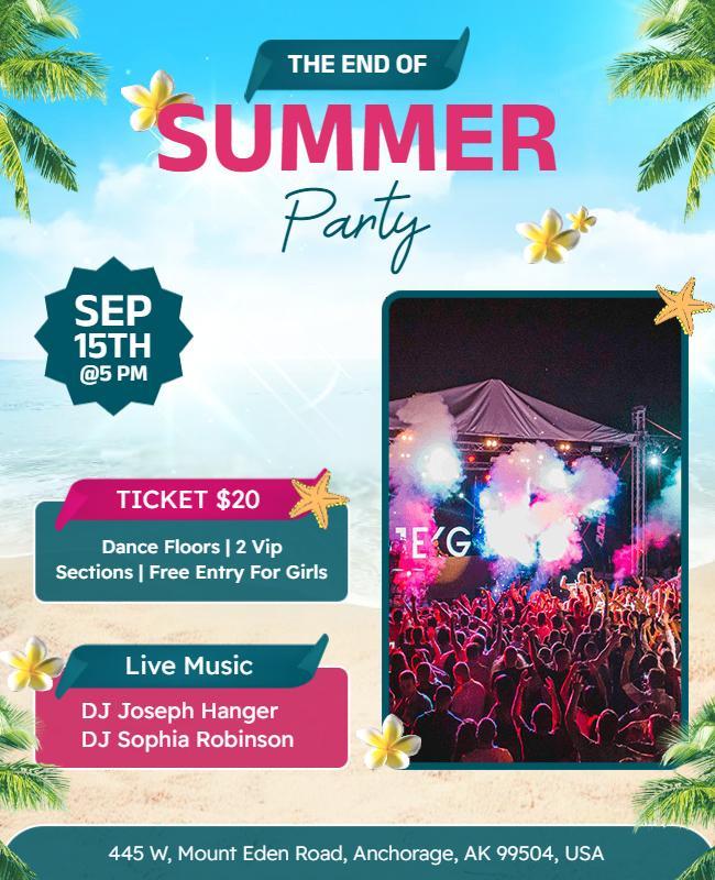 End Of Summer Beach Party Flyer Template