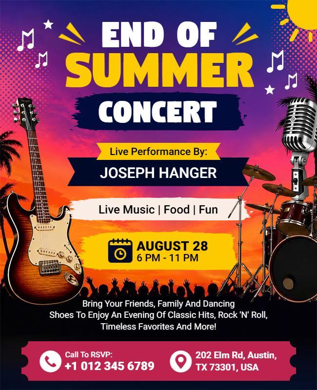 End of Summer Concert Flyer Template