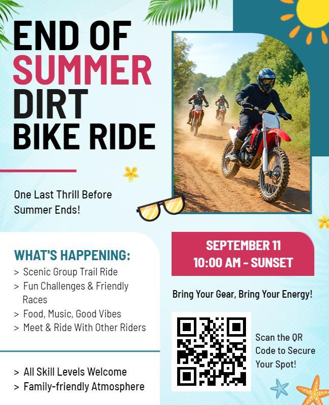 End of Summer Dirt Bike Ride Flyer Template