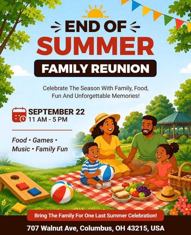 End of Summer Family Reunion Flyer Template