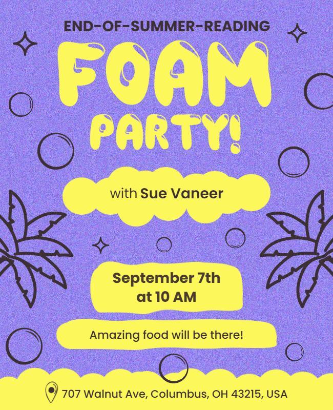 End-of-Summer Foam Party Celebration Flyer Template