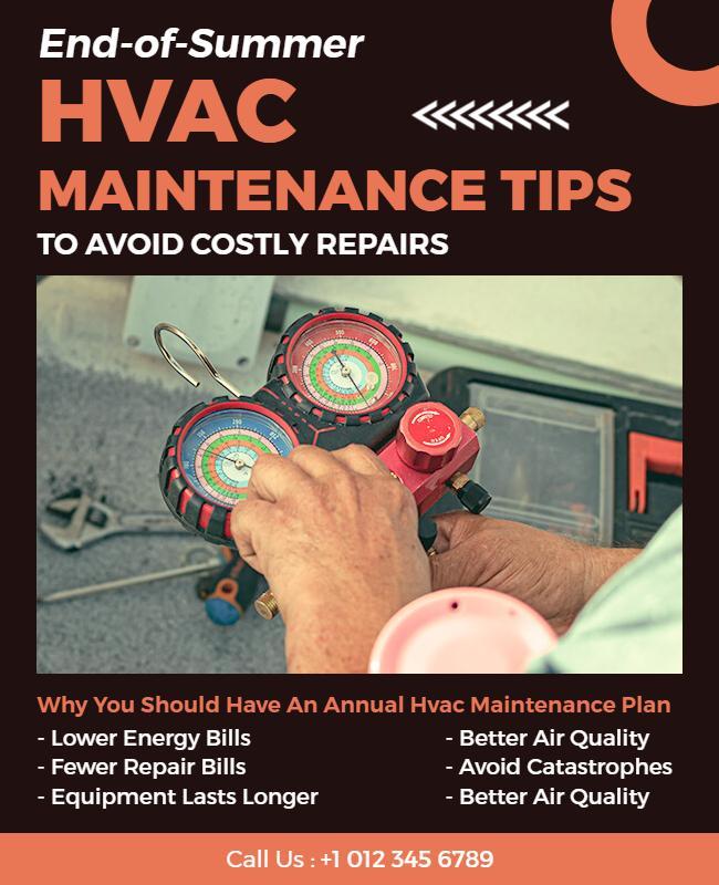 End Of Summer Hvac Maintenance Tips Flyer Template