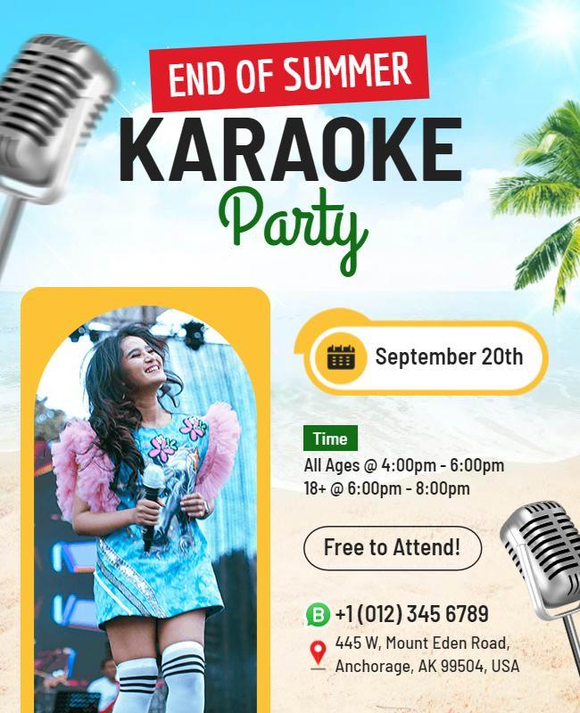 End Of Summer Karaoke Party Flyer Template