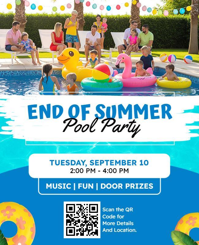End of Summer Pool Party Celebration Flyer Template