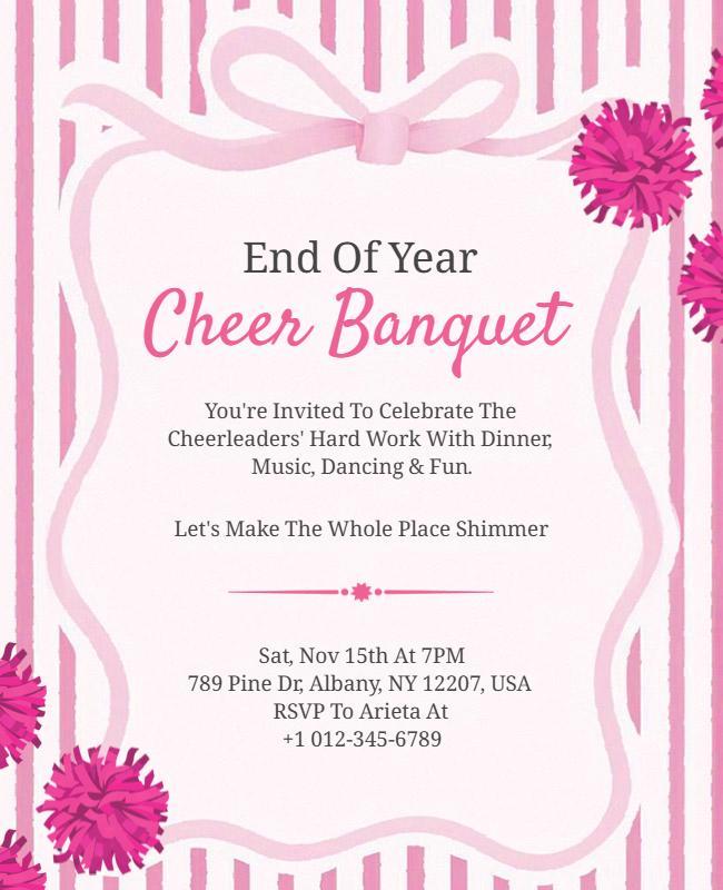 End of Year Cheerleading Banquet Invitation Flyer Template