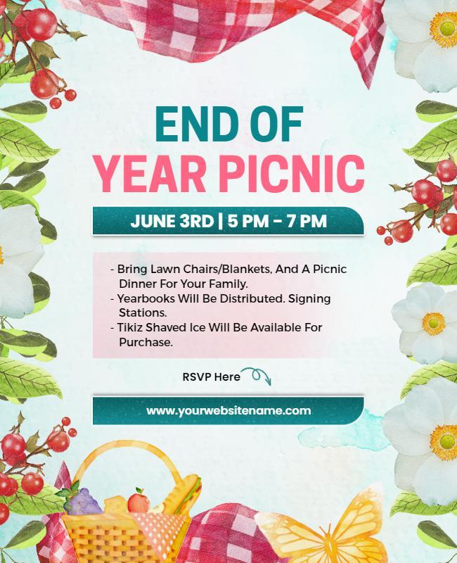 End Of Year Family Picnic Flyer Template