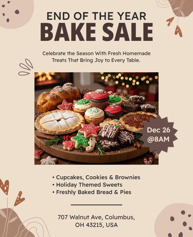 End of Year Holiday Bake Sale Flyer Template