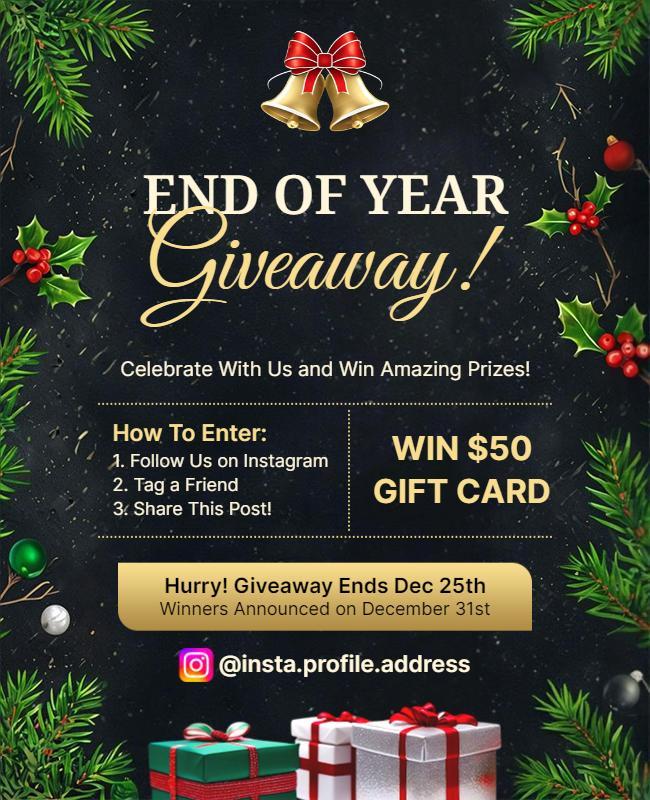 End of Year Holiday Giveaway Flyer Template