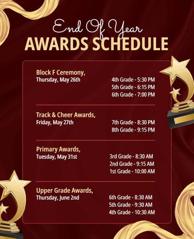 End Of Year School Awards Ceremony Flyer Template