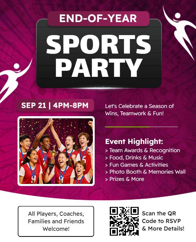End-of-Year Sports Celebration Party Flyer Template