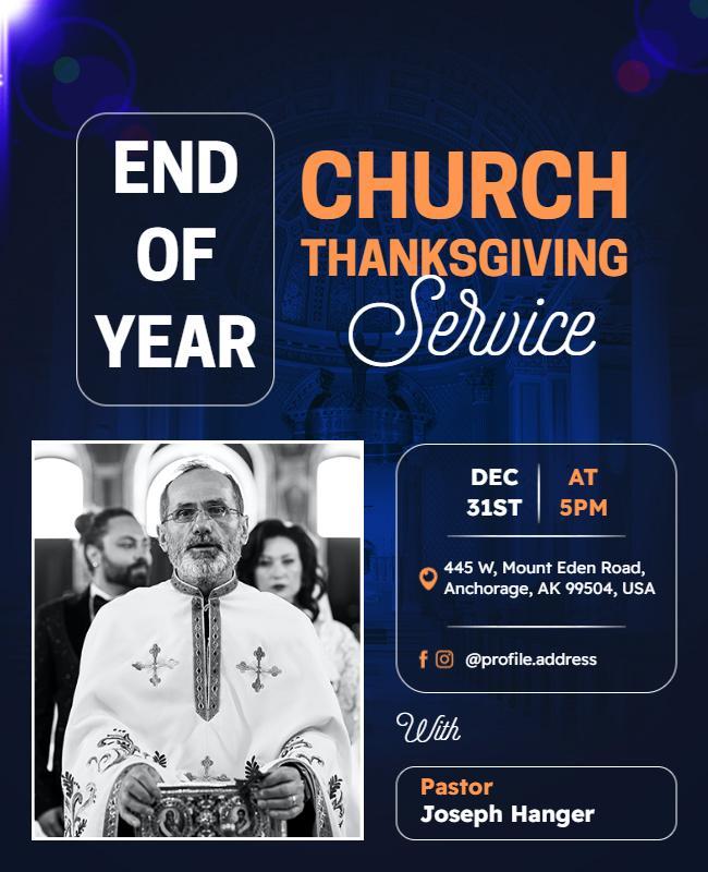 End Of Year Thanksgiving Church Service Flyer Template