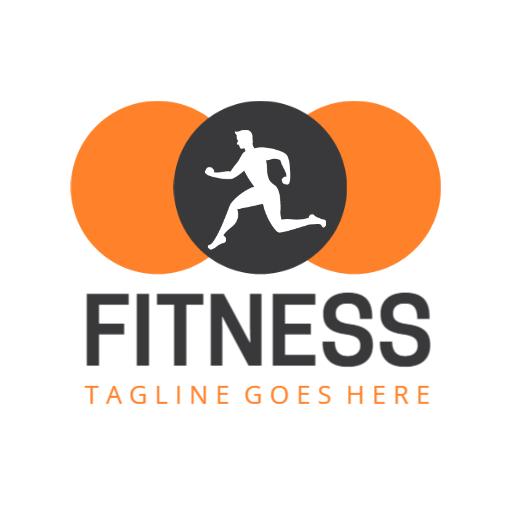 Energetic Athlete Running in Bright Orange Fitness Logo Template