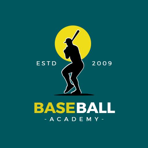 Energetic Baseball Academy Logo with Dynamic Silhouette Design Logo Template