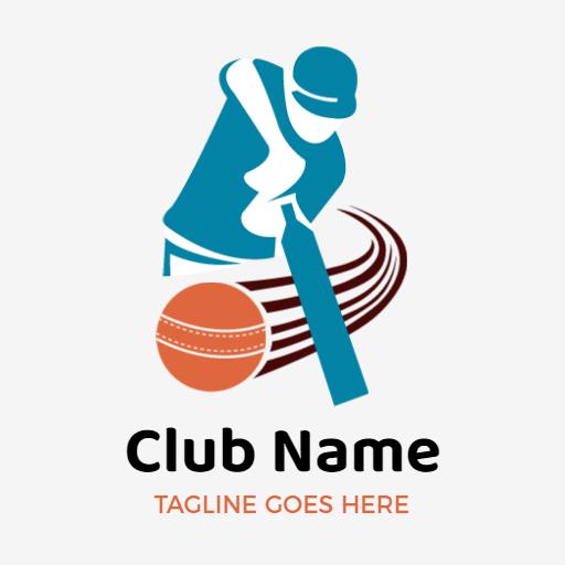 Energetic Blue and Orange Cricket Team Logo Featuring a Batter Logo Template