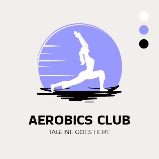 Energetic Blue and White Athlete Represents Aerobics Club Logo Template
