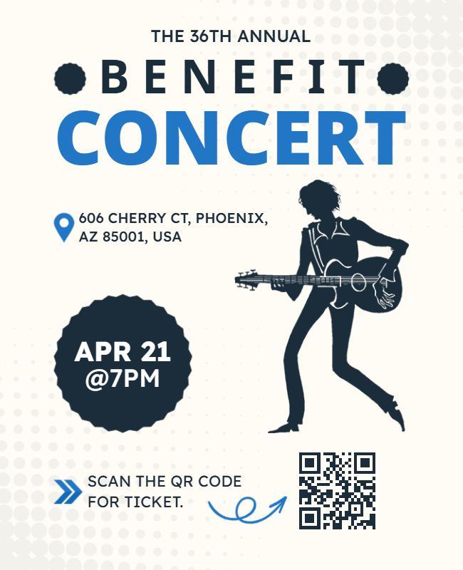Energetic Blue Benefit Concert Music Event Poster Template