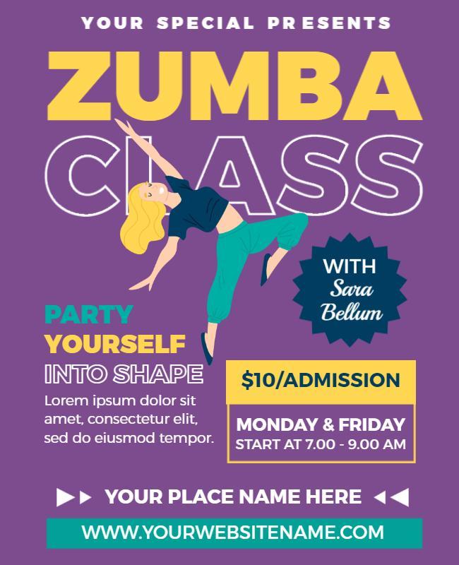 Energetic Colorful Zumba Dance Class Poster Template
