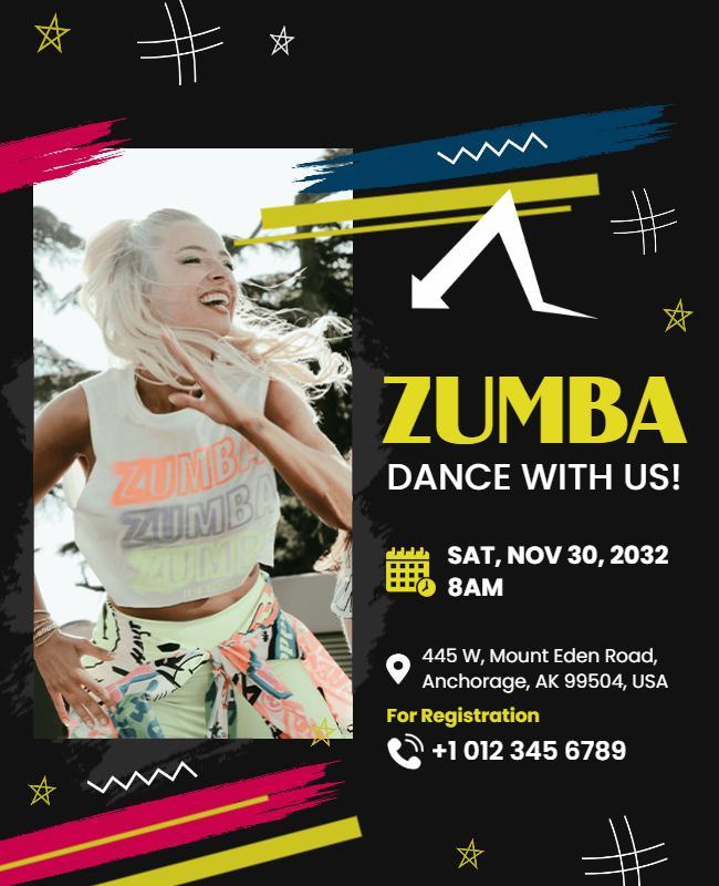 Energetic Colorful Zumba Dance Event Invitation Poster Template
