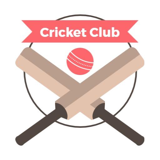 Energetic Cricket Club Emblem with Bat and Ball Logo Template