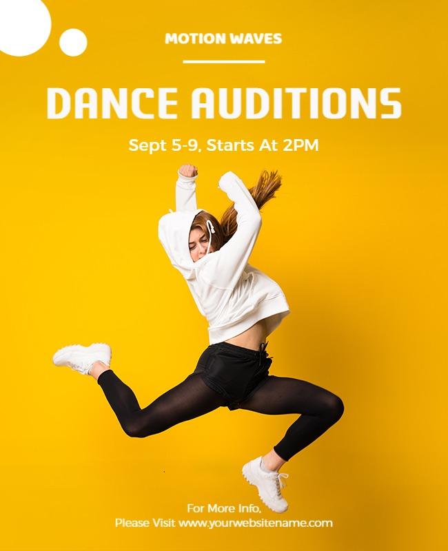 Energetic Dance Auditions Event Flyer Template