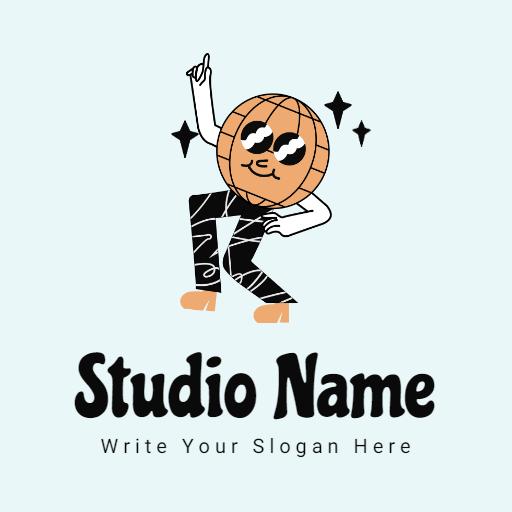 Energetic Dancing Character Celebrating the Dance Studio Logo Template