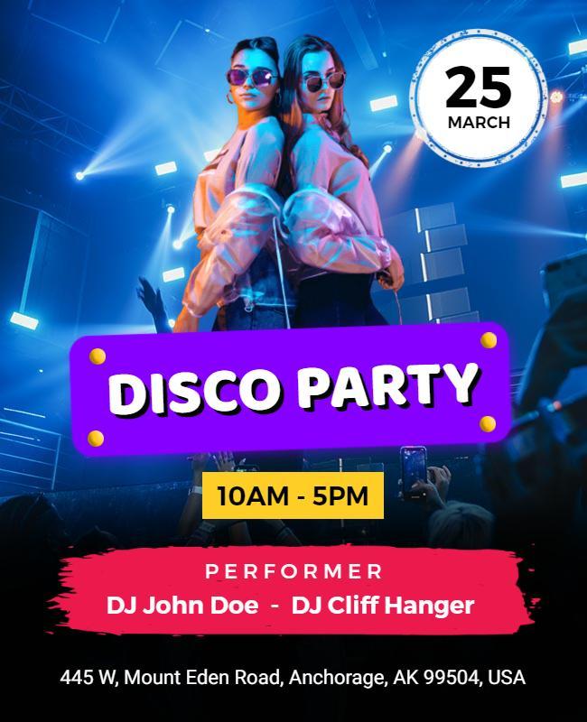 Energetic Disco Dance Party Event Flyer Template