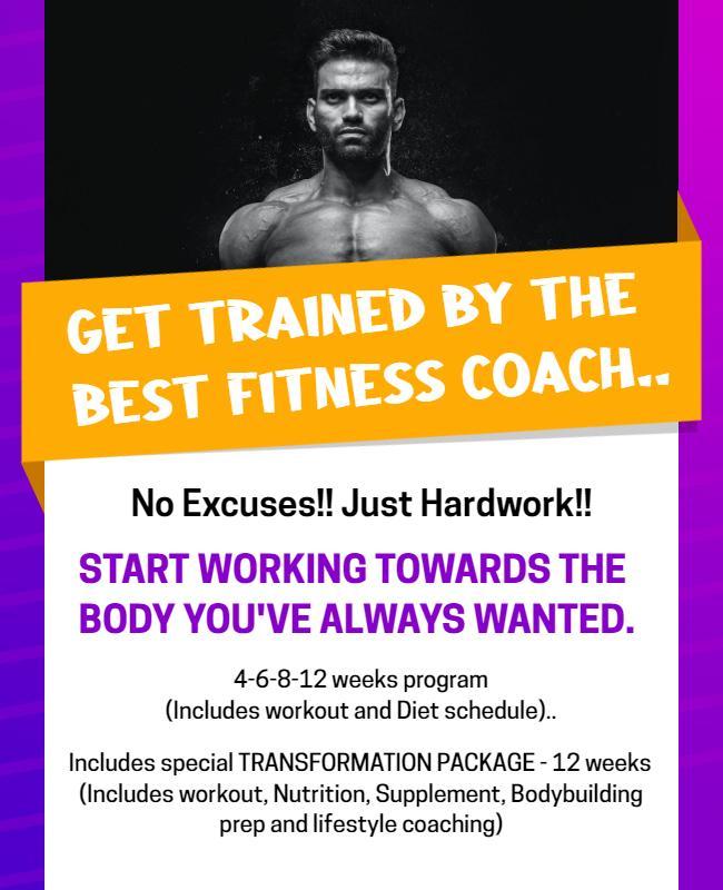 Energetic Fitness Transformation Coaching Program Poster Template