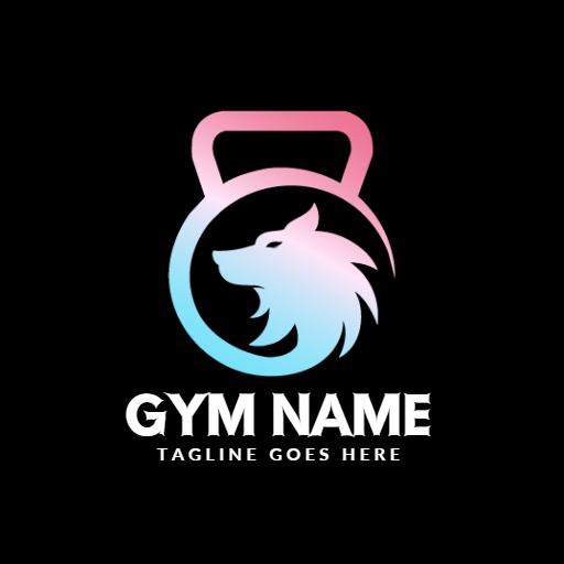 Energetic Gradient Kettlebell Design Featuring Wolf Logo Template