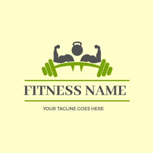 Energetic Green Dumbbells and Kettlebell for Fitness Logo Template