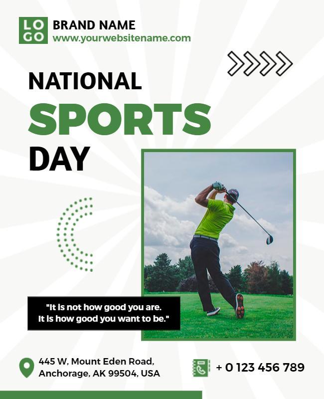 Energetic Green National Sports Day Celebration Poster Template