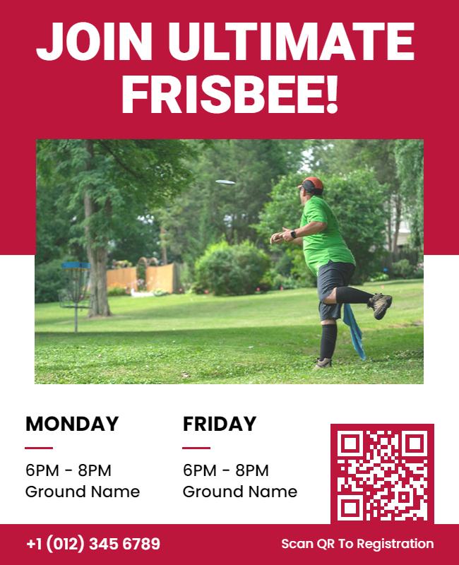 Energetic Green Ultimate Frisbee Activity Invitation Poster Template