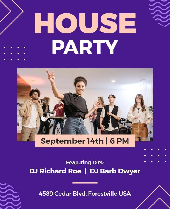 Energetic House Party Celebration Flyer Template