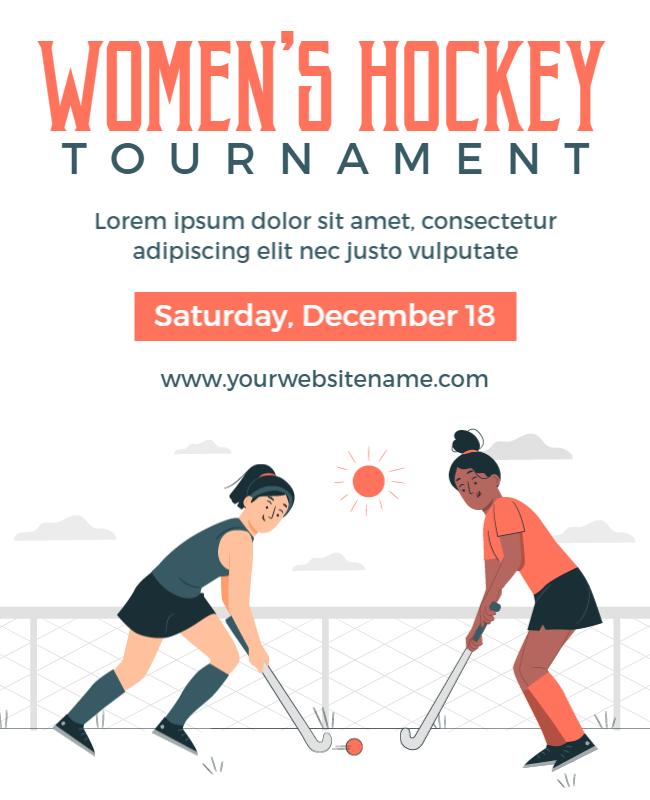 Energetic Illustrated Women's Hockey Tournament Flyer Template