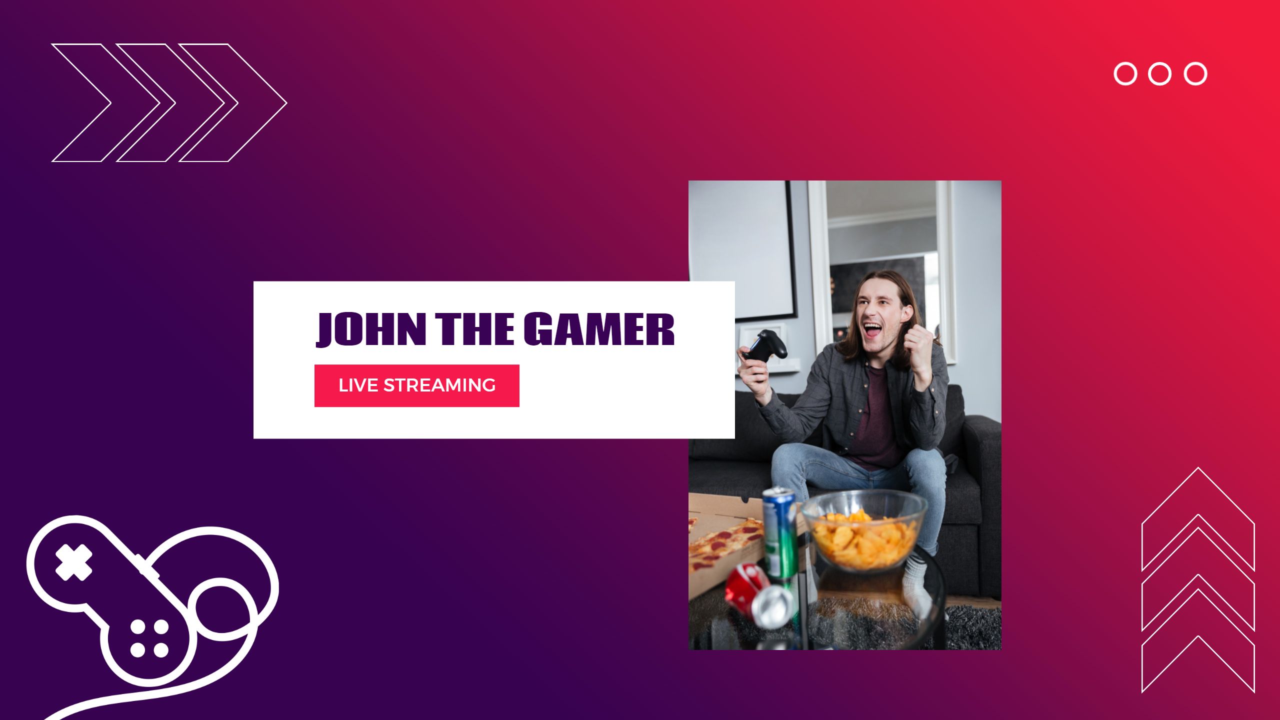 Energetic Live Streaming Setup with Game Elements Banner Template
