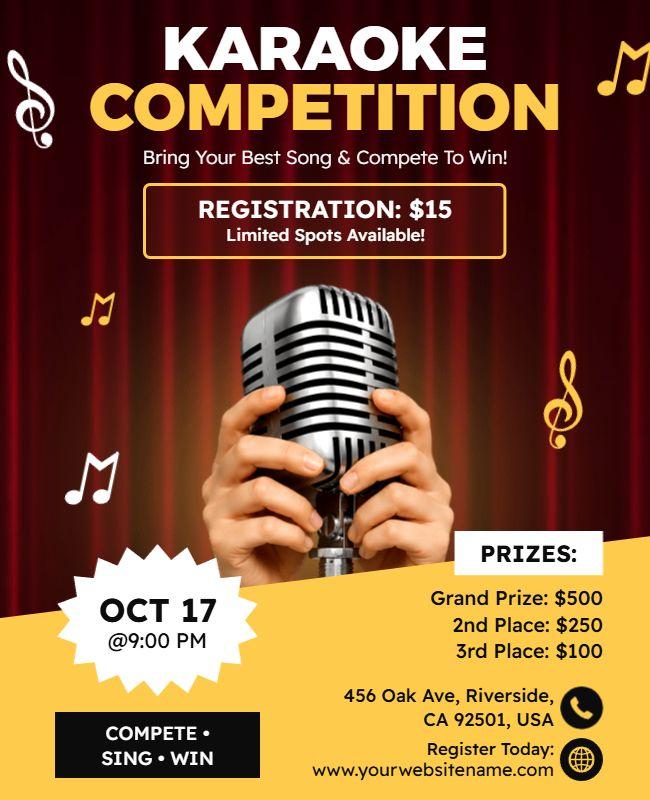 Energetic Music-Themed Karaoke Contest Event Flyer Template
