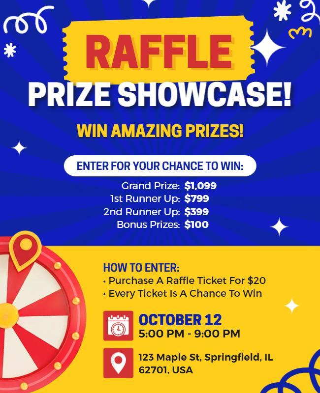 Energetic Prize Showcase Raffle Flyer Template