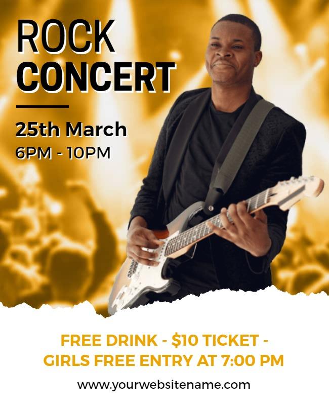 Energetic Rock Concert with Live Music Performance Poster Template